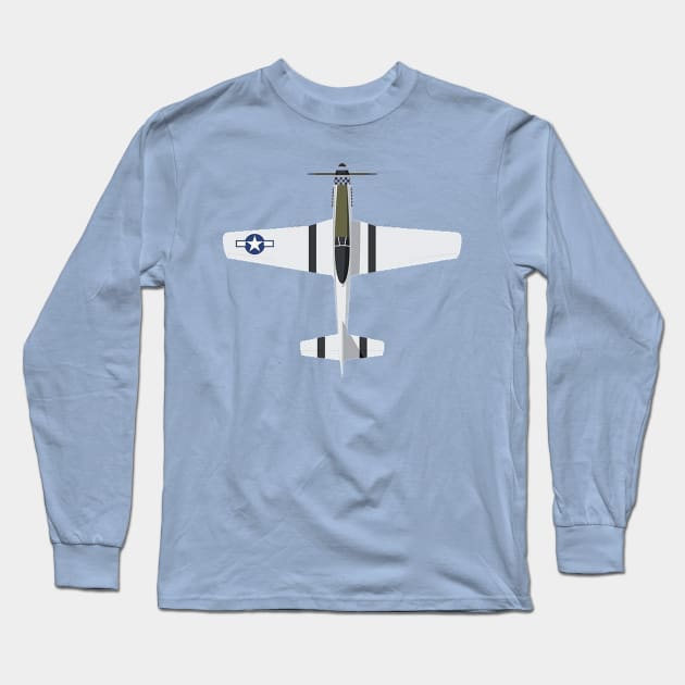 P51 Mustang 2D plane Long Sleeve T-Shirt by Cloutshop